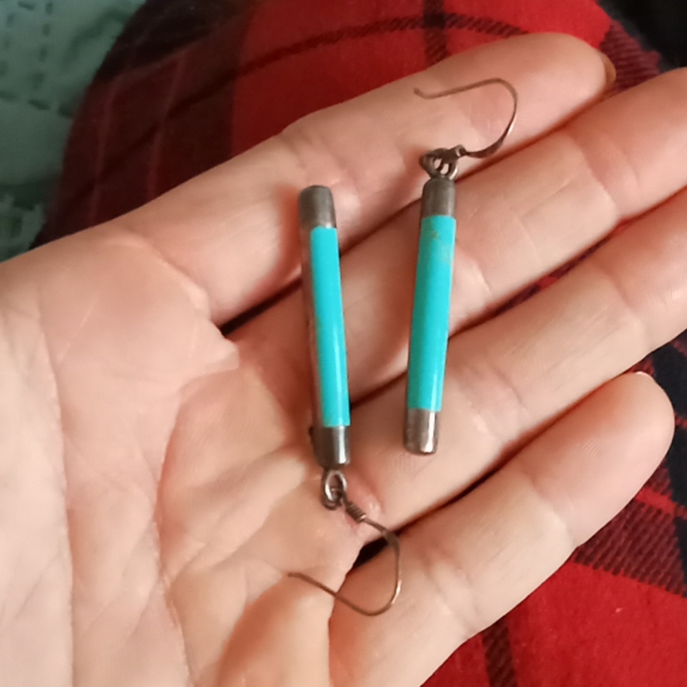 Genuine turquoise 925 sterling silver earring